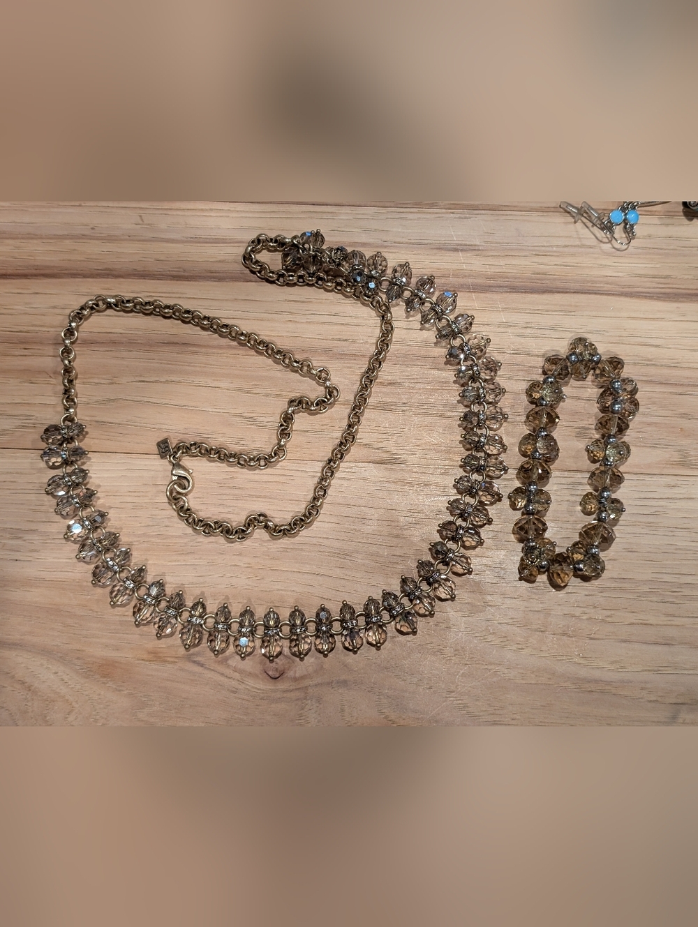 Gold-Tone Crystal Bead Statement Necklace And Bracelet Set
